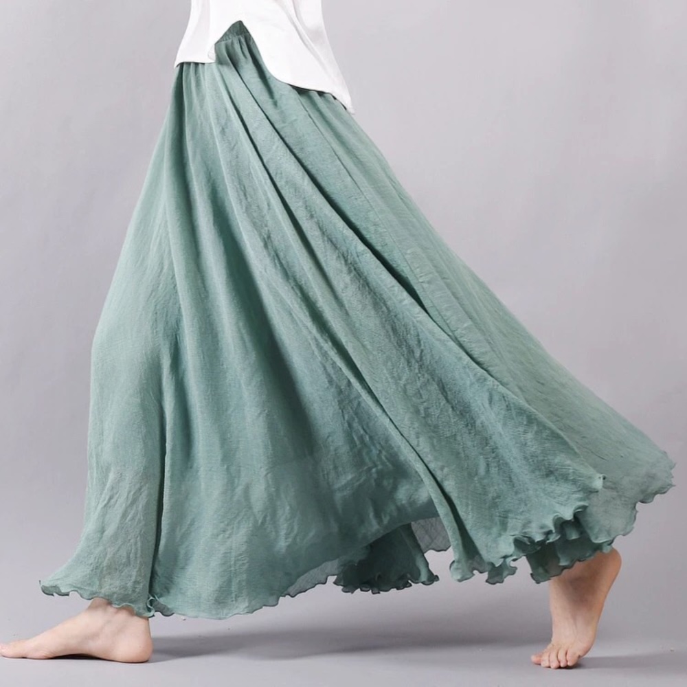 BOHO MAXI SKIRT - Bean Green